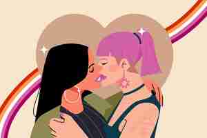 Free vector hand drawn lesbian kiss