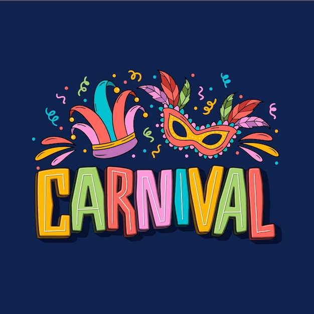 Free vector hand drawn lettering for carnival party celebration