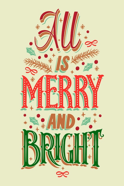 Free vector hand drawn lettering for christmas season
