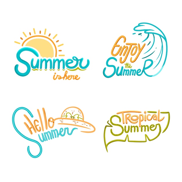 Free vector hand drawn lettering collection for summer season
