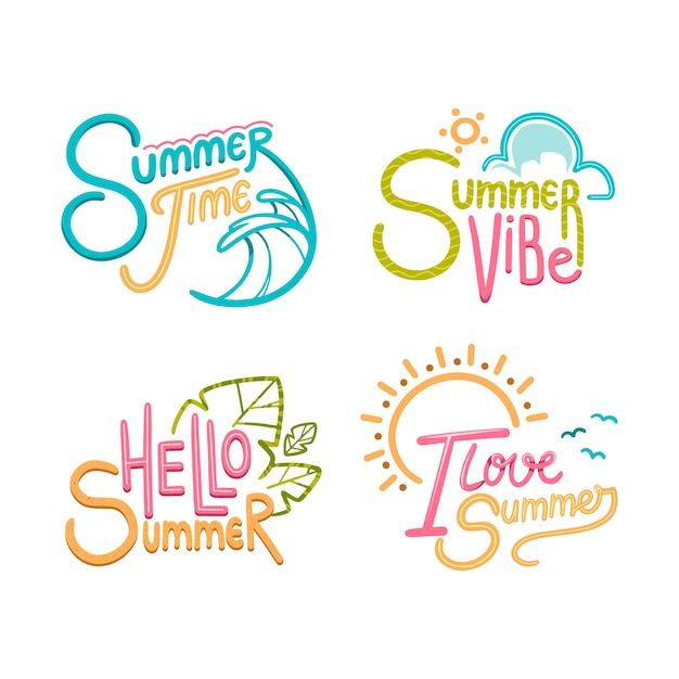 Free vector hand drawn lettering collection for summer season