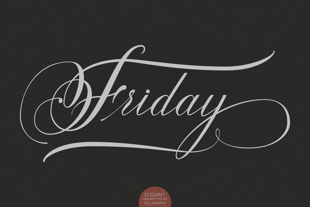 Hand drawn lettering Friday. Elegant modern handwritten calligraphy. Vector Ink illustration. 