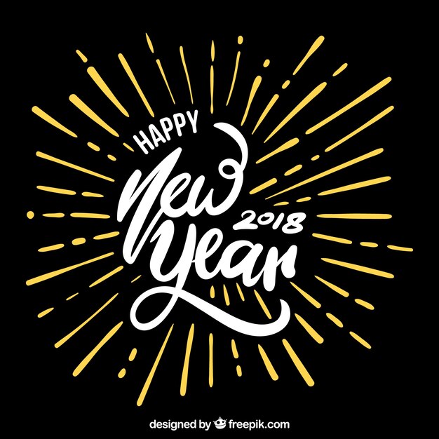 Hand drawn lettering happy new year 2018