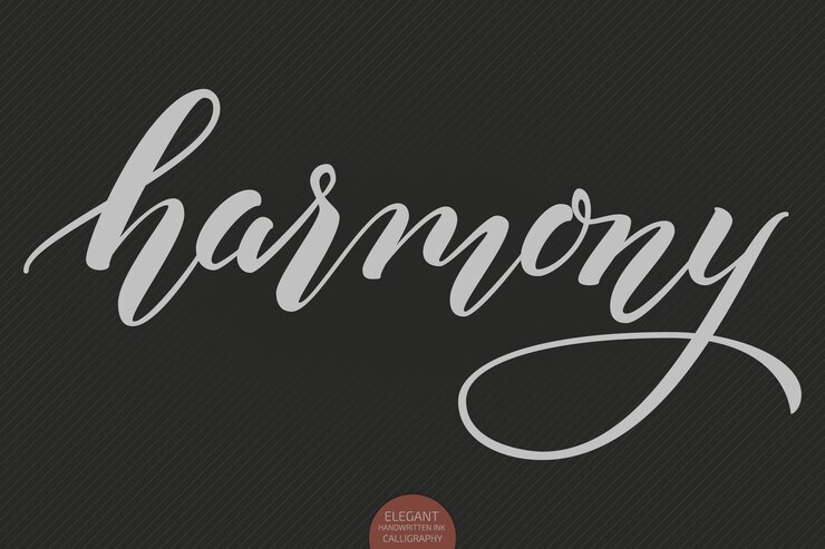 Free Vector hand drawn lettering - harmony. elegant modern handwritten calligraphy. vector ink illustration.