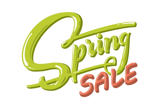 Hand drawn lettering Spring Sale with shadow and highlights