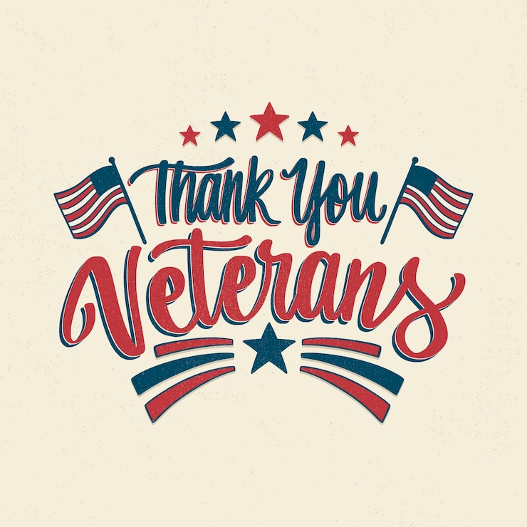 Free Vector hand drawn lettering for us veterans day holiday
