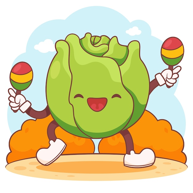 Free vector hand drawn lettuce cartoon illustration