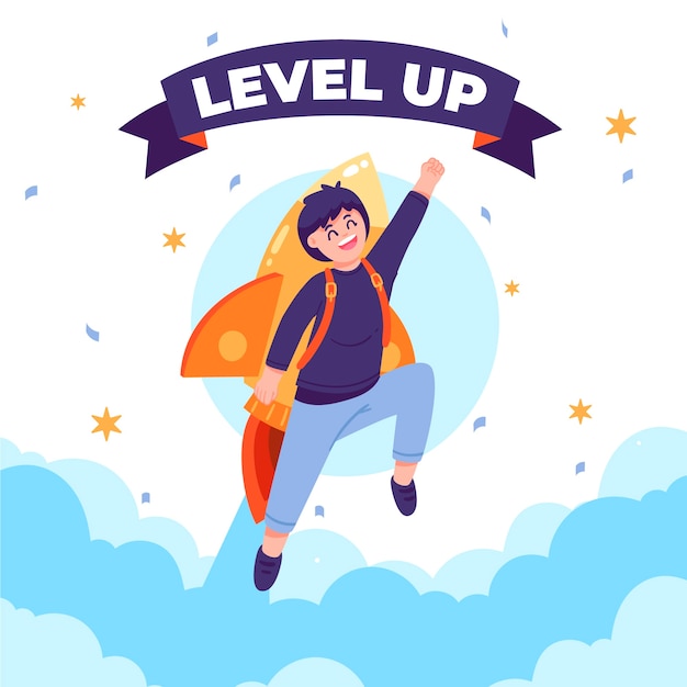 Free vector hand drawn level up illustration