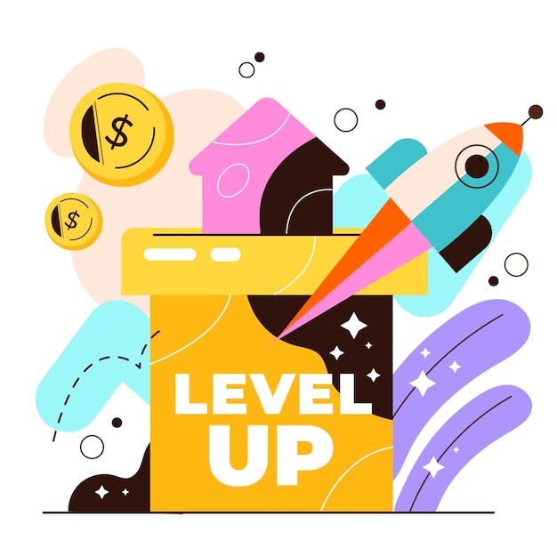 Free vector hand drawn level up illustration