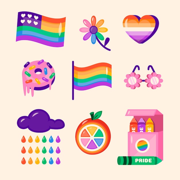 Hand drawn lgbt pride element collection