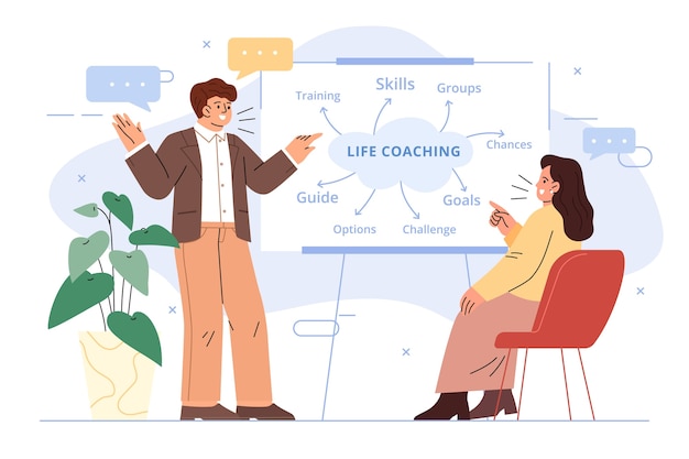 Vettore gratuito illustrazione di life coaching disegnata a mano