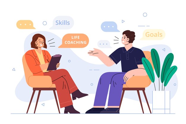 hand drawn life coaching illustration