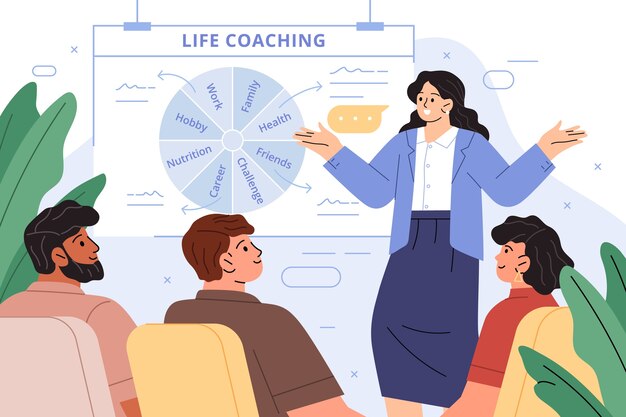 Hand drawn life coaching illustration