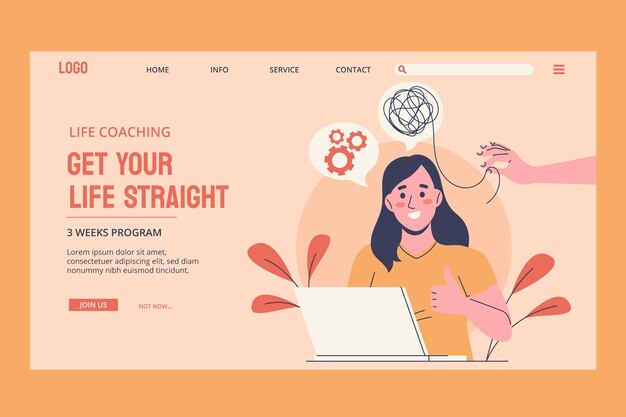 hand drawn life coaching landing page