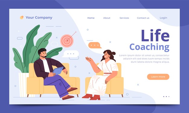 Hand drawn life coaching landing page