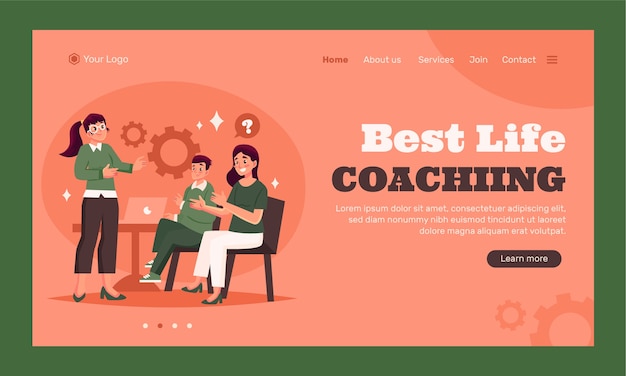 Hand drawn life coaching landing page