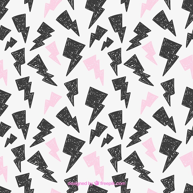 Free vector hand drawn lightnings pattern