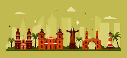 Free vector hand drawn lima skyline illustration