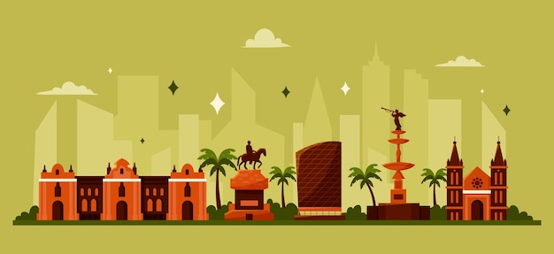 Hand drawn lima skyline illustration