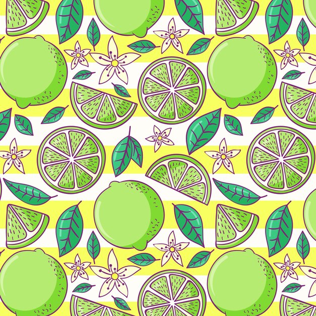 Hand drawn lime fruit pattern design