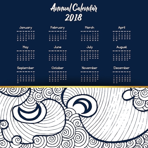 Free vector hand drawn line art colorful calendar designs