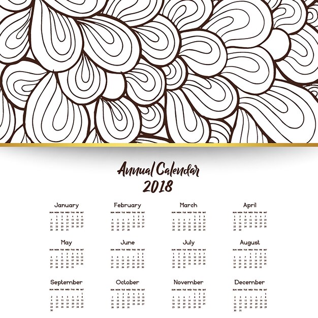 Hand Drawn Line Art Colorful Calendar Designs