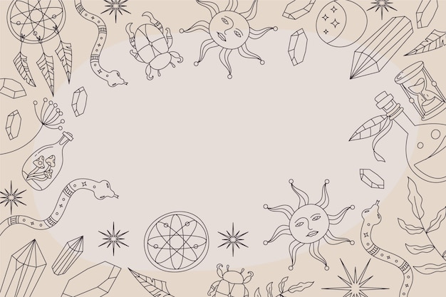 Hand-drawn lineal boho background