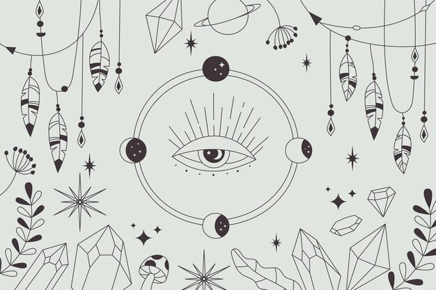 Hand-drawn lineal boho background