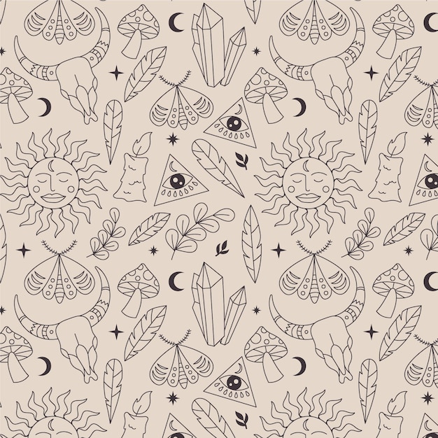 Hand-drawn lineal boho pattern