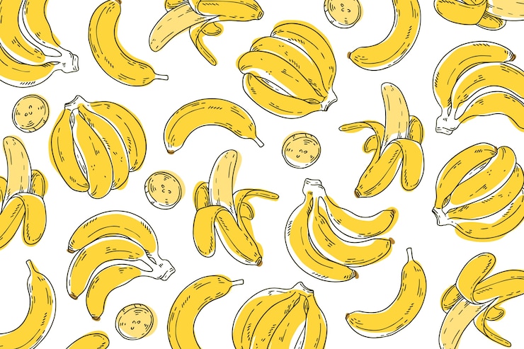 Free Vector hand drawn lineal engraved banana pattern