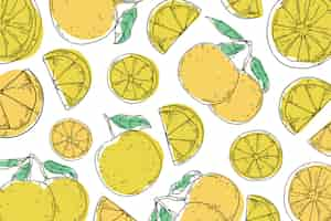 Free vector hand drawn lineal engraved lemon pattern