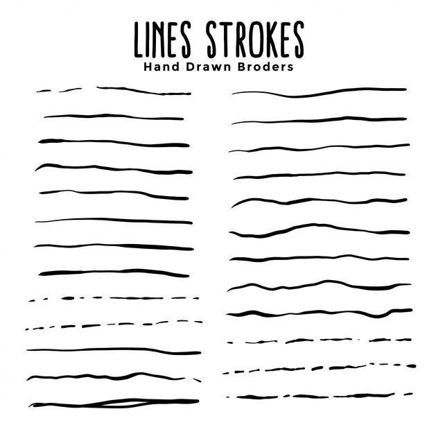 Hand drawn lines strokes brushes  set