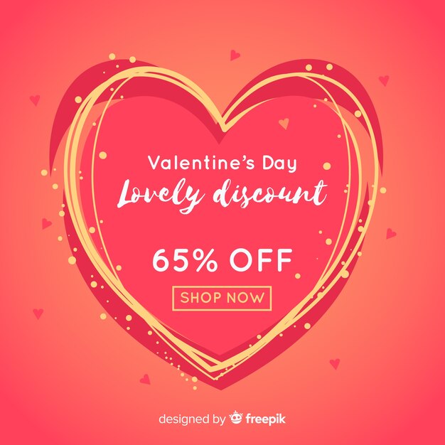 Hand drawn lines valentine sale background