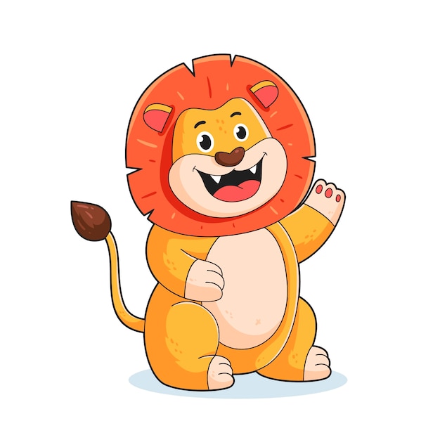 Hand drawn lion cartoon animal illustration