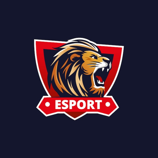 손으로 그린 사자 esport 로고