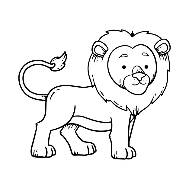 Hand drawn lion outline illustration