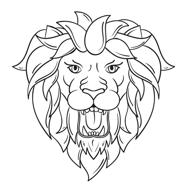 Hand drawn lion outline illustration