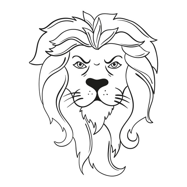 Hand drawn lion outline illustration