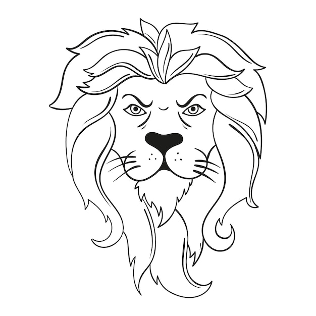 Hand drawn lion outline illustration