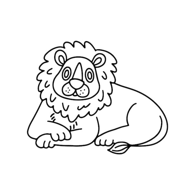 Hand drawn lion outline illustration