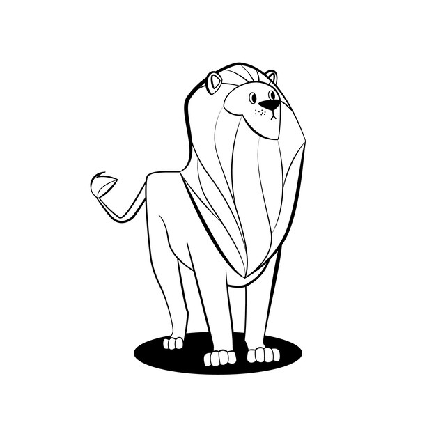 Hand drawn lion outline illustration