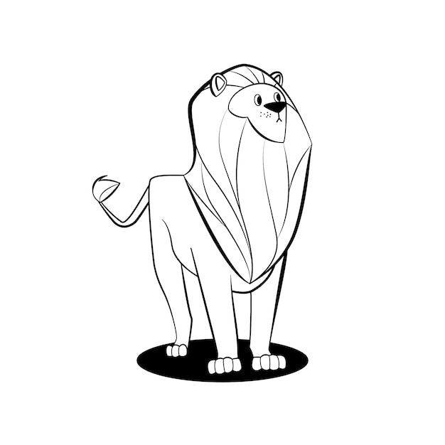 Hand drawn lion outline illustration