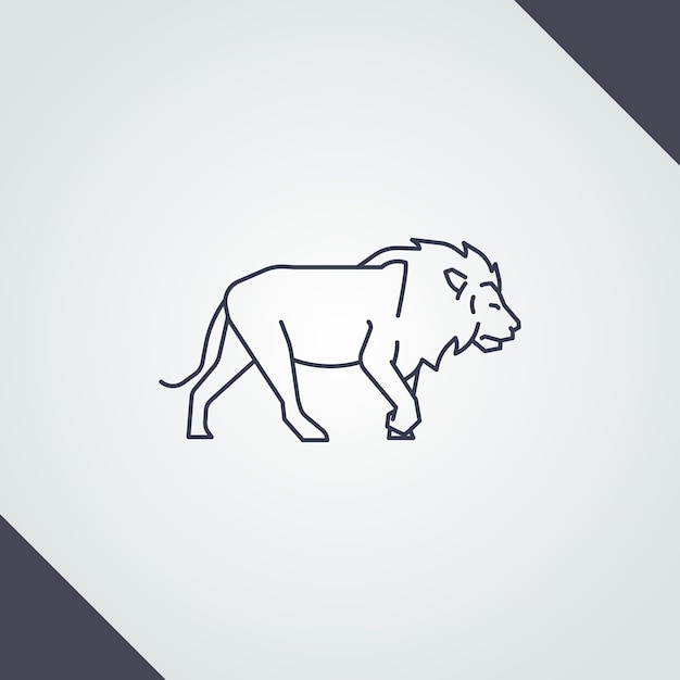 Hand drawn lion outline illustration