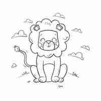 Free vector hand drawn lion outline illustration