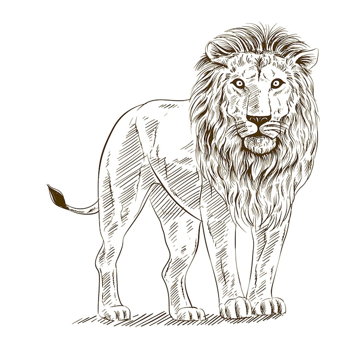 Free Vector hand drawn lion outline illustration