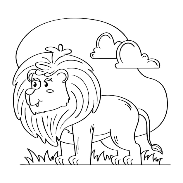 Free vector hand drawn lion  outline illustration