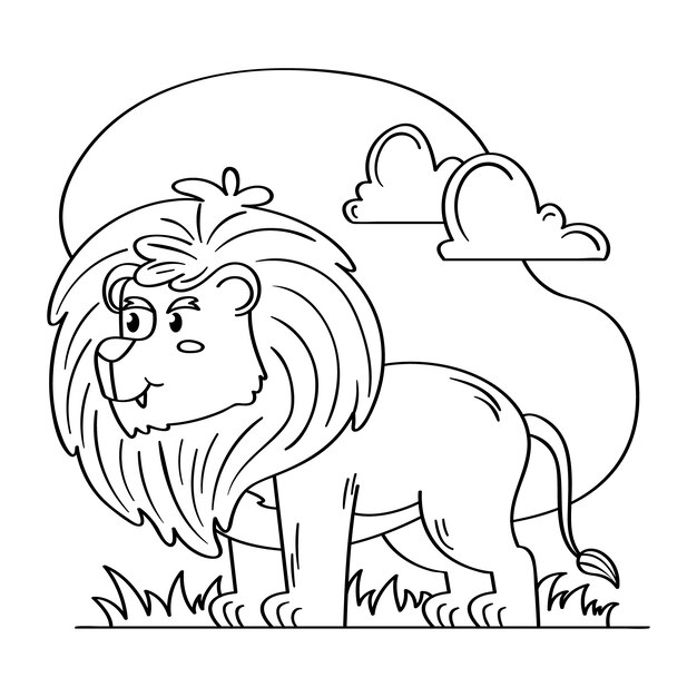 Hand drawn lion  outline illustration