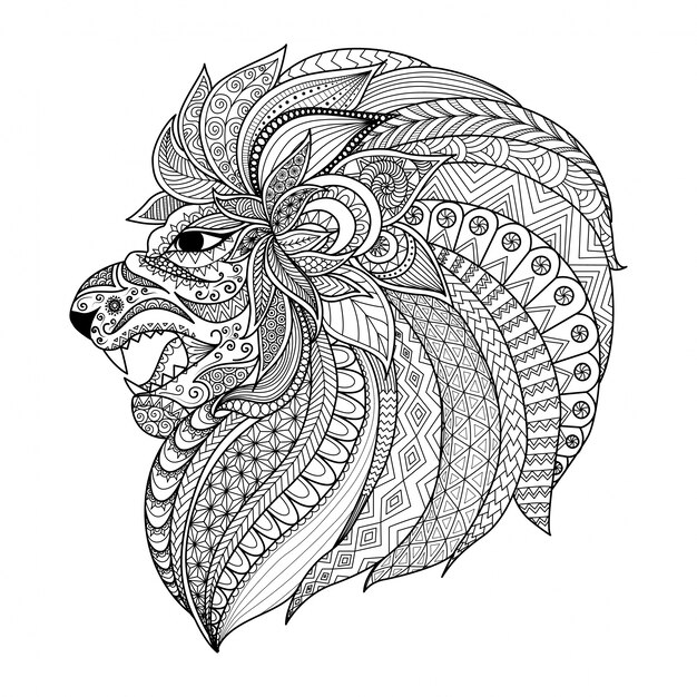 Hand drawn lion's head background