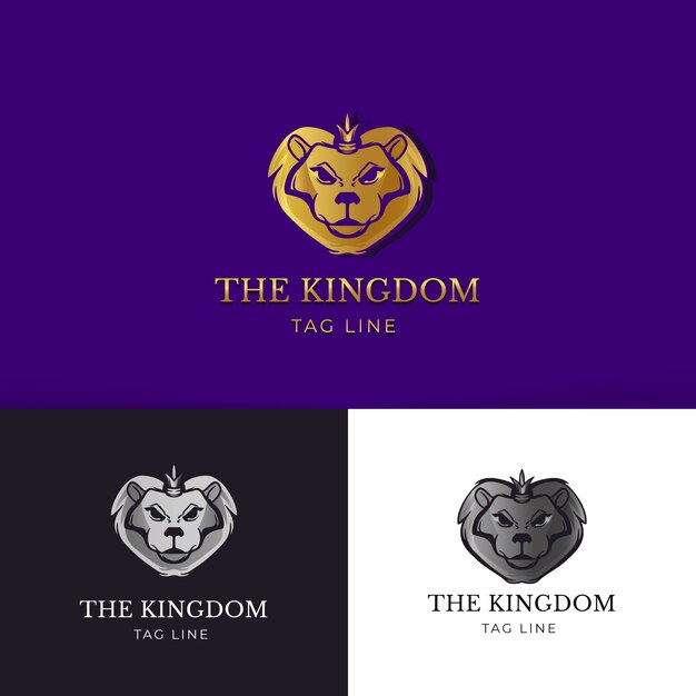 Hand drawn  lion with crown logo template