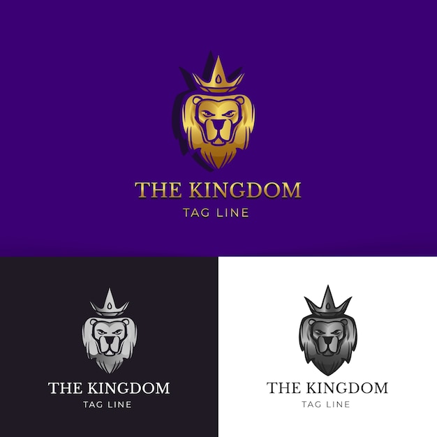 Free vector hand drawn  lion with crown logo